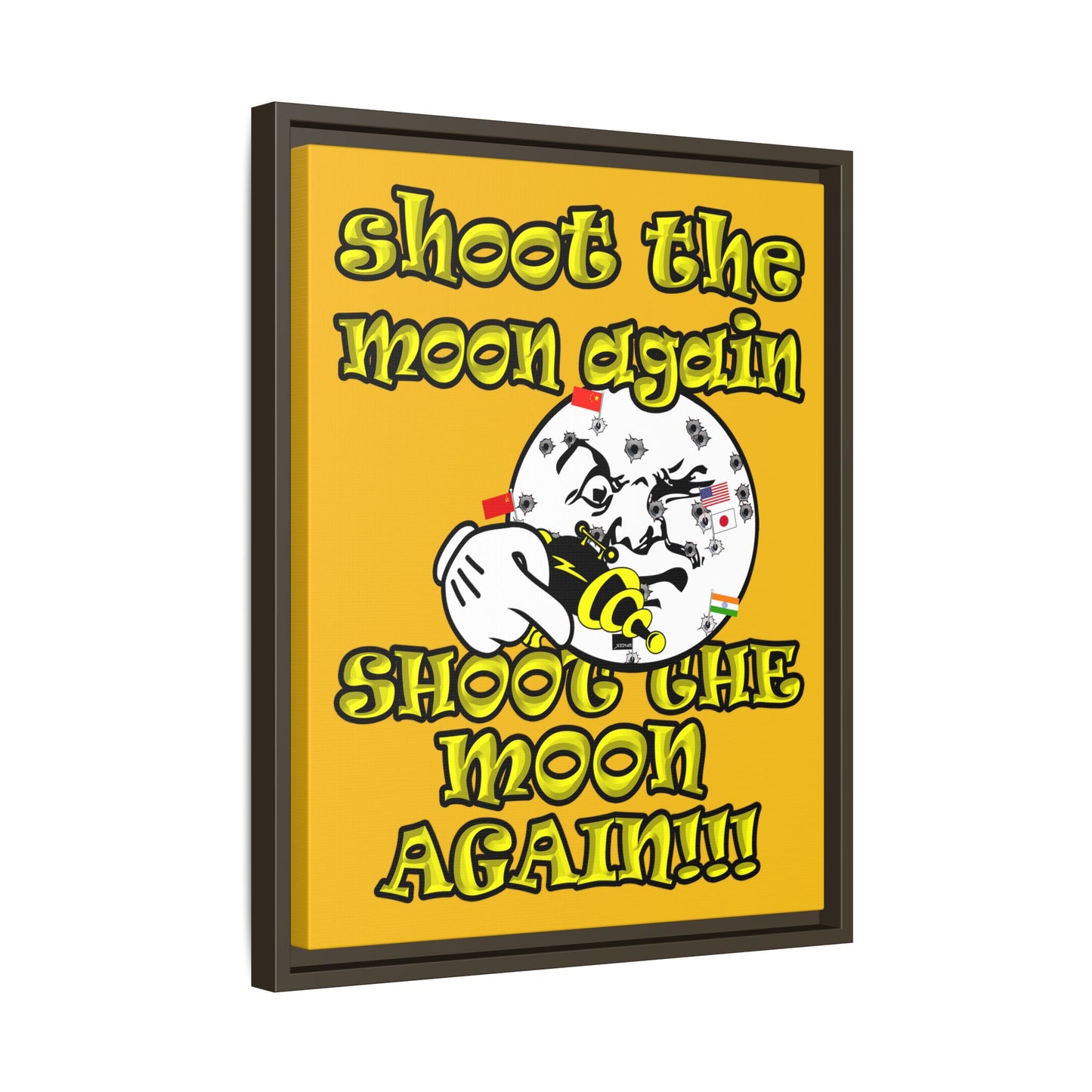 shoot the moon again - framed canvas art (yellow)