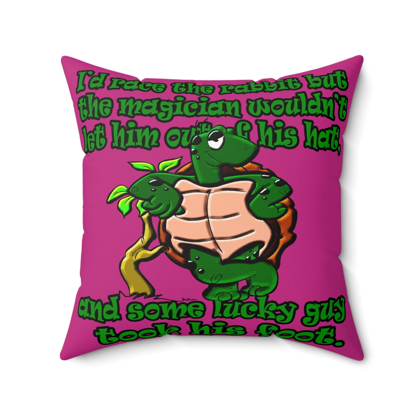 turtle race - Faux Suede Square Pillow - (pink)