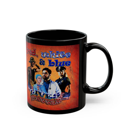 rw&b lives matter - Black Mug (burnt orange)
