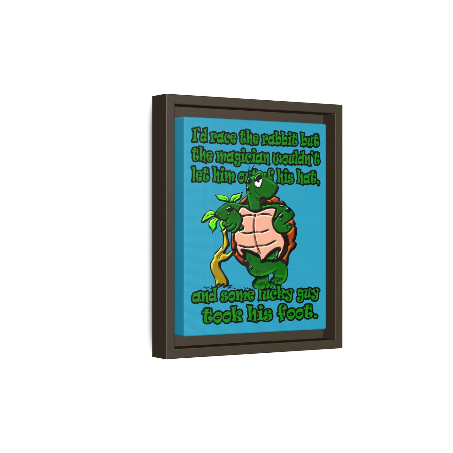 turtle race - framed canvas art (turquoise)