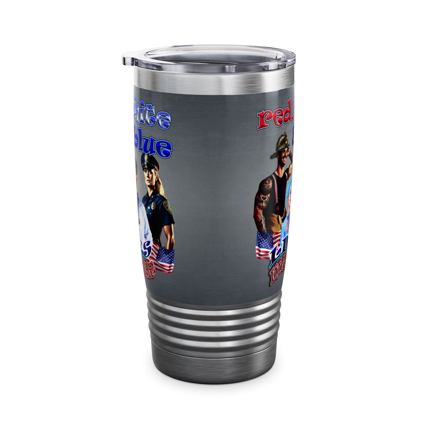 rw&b lives matter - Ringneck Tumbler, 20oz (grey-light grey)