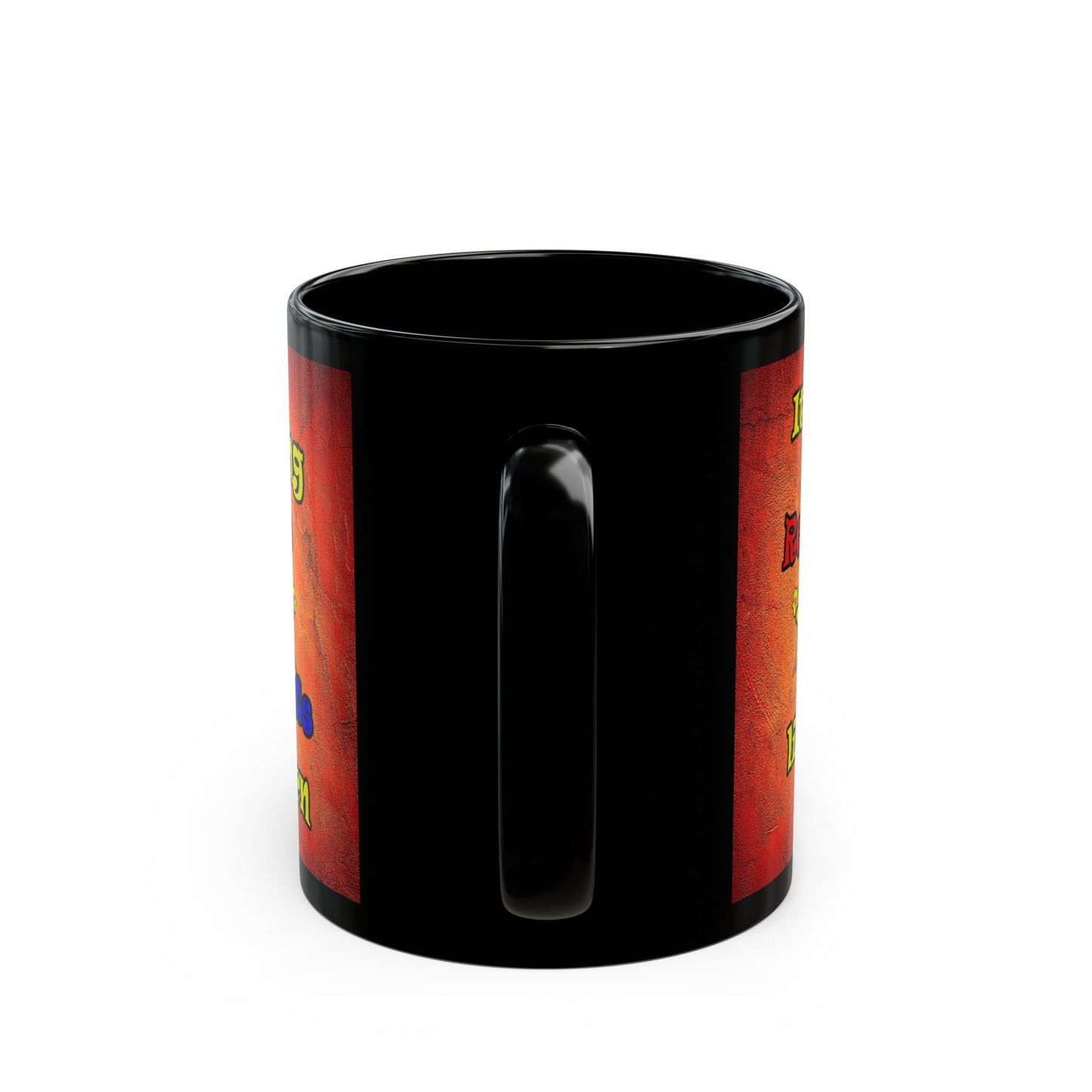 popping like popcorn - Black Mug (burnt orange)