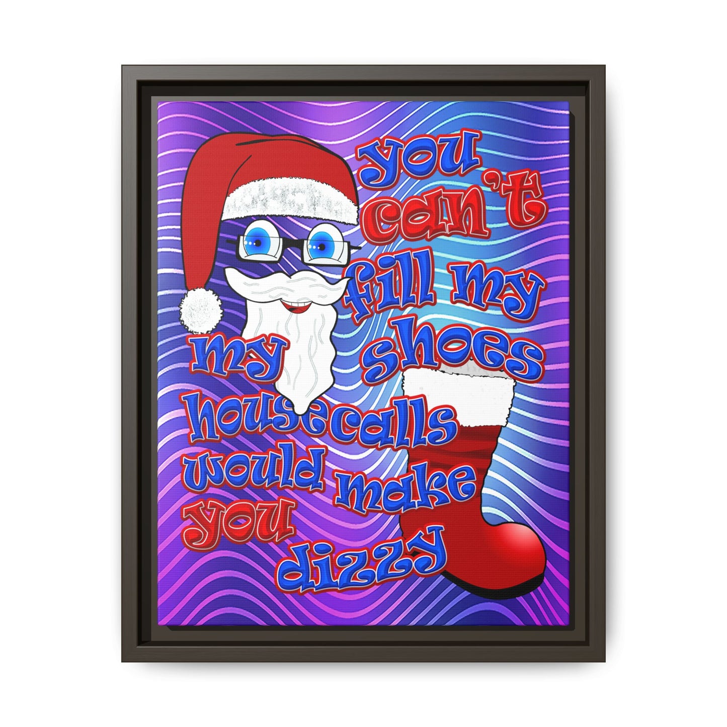 santa's shoes - framed canvas art (purple wave)