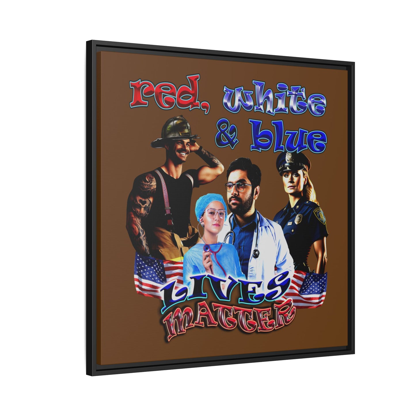 rw&b lives matter - framed canvas art (brown)