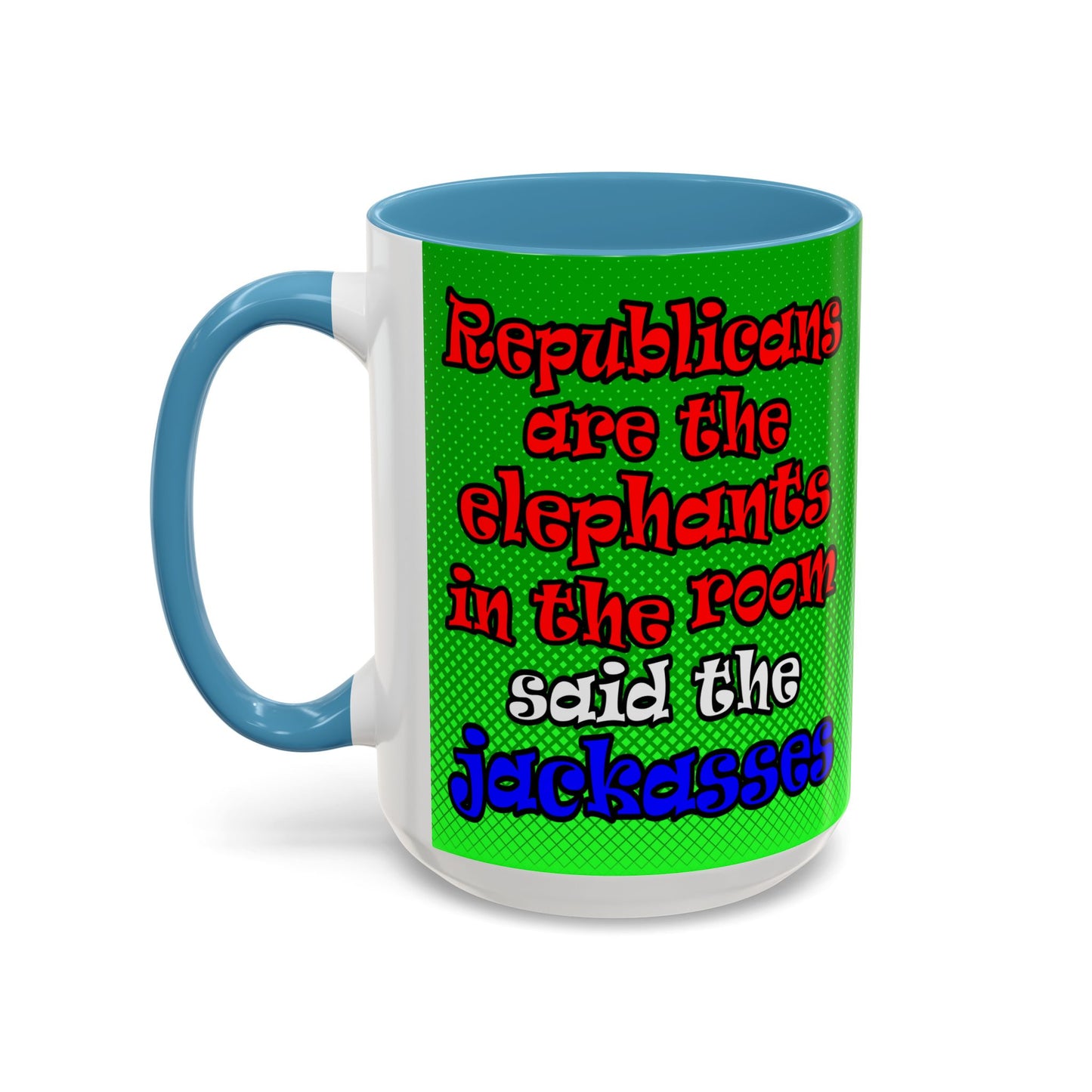 donkeys and elephants - Accent Mug (logo green)