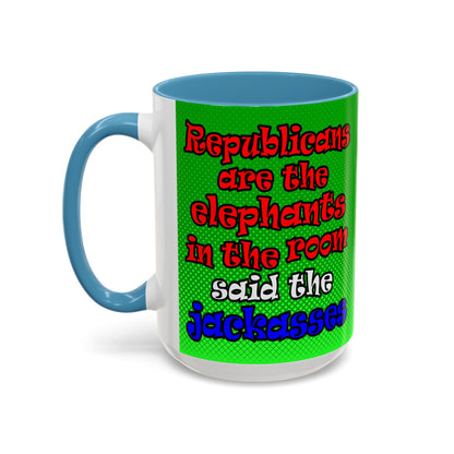 donkeys and elephants - Accent Mug (logo green)