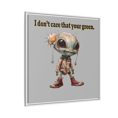 I don't care that your green - framed canvas art (light grey)