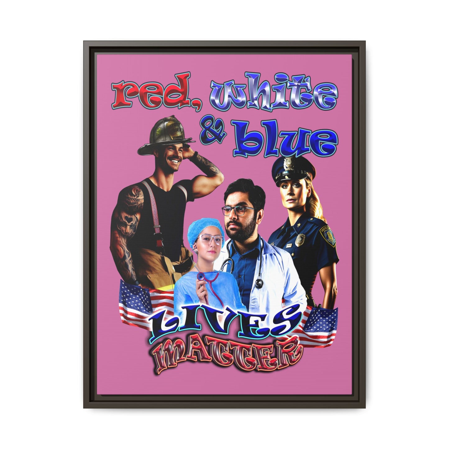 rw&b lives matter - framed canvas art (light pink)