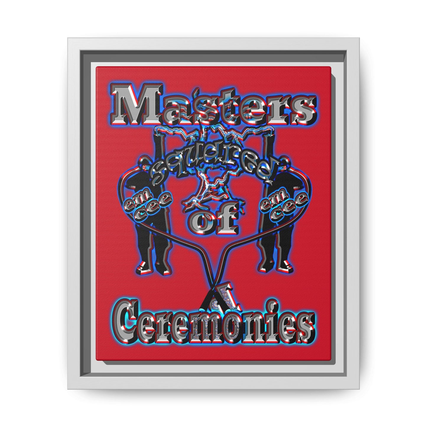 em cee squared - framed canvas art (dark red)