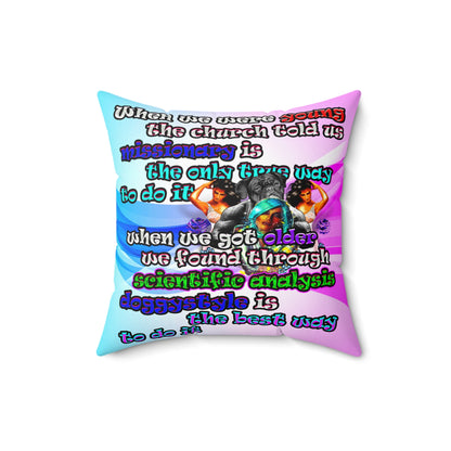 doggystyle - Spun Polyester Square Pillow - (light blue-pink wave)