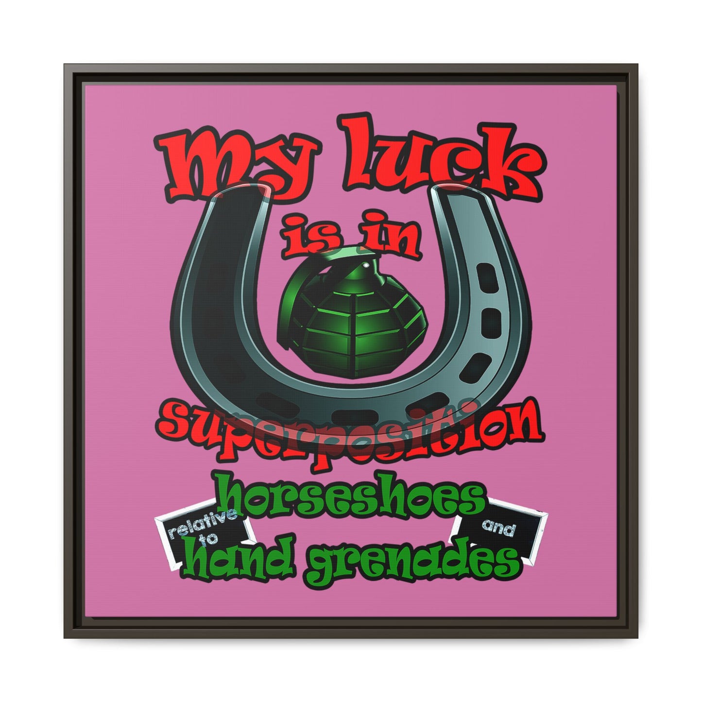 my luck - framed canvas art (light pink)