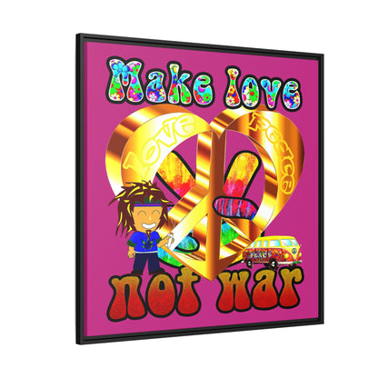 love peace - framed canvas art (pink)