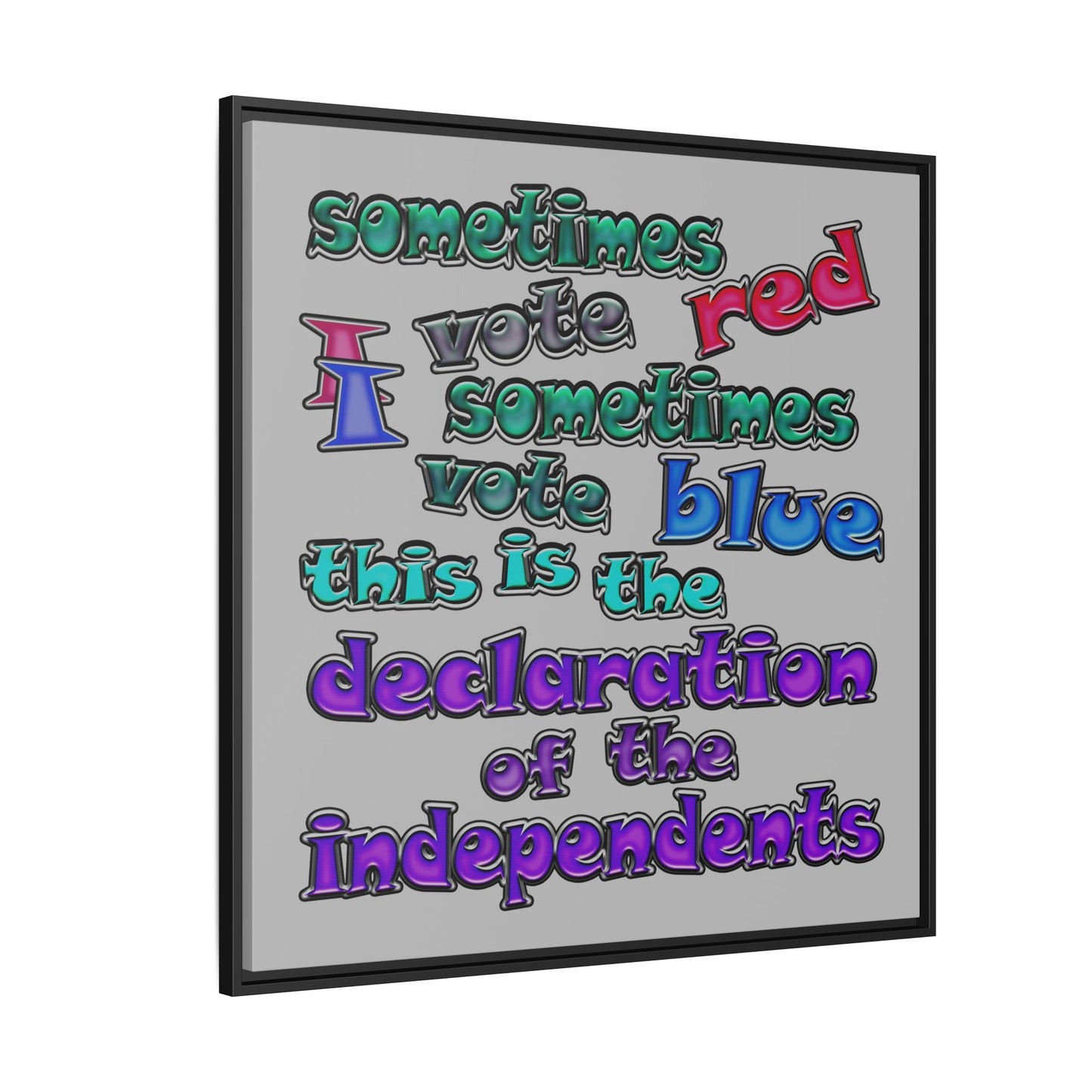 declaration of the independents - framed canvas art (light grey)