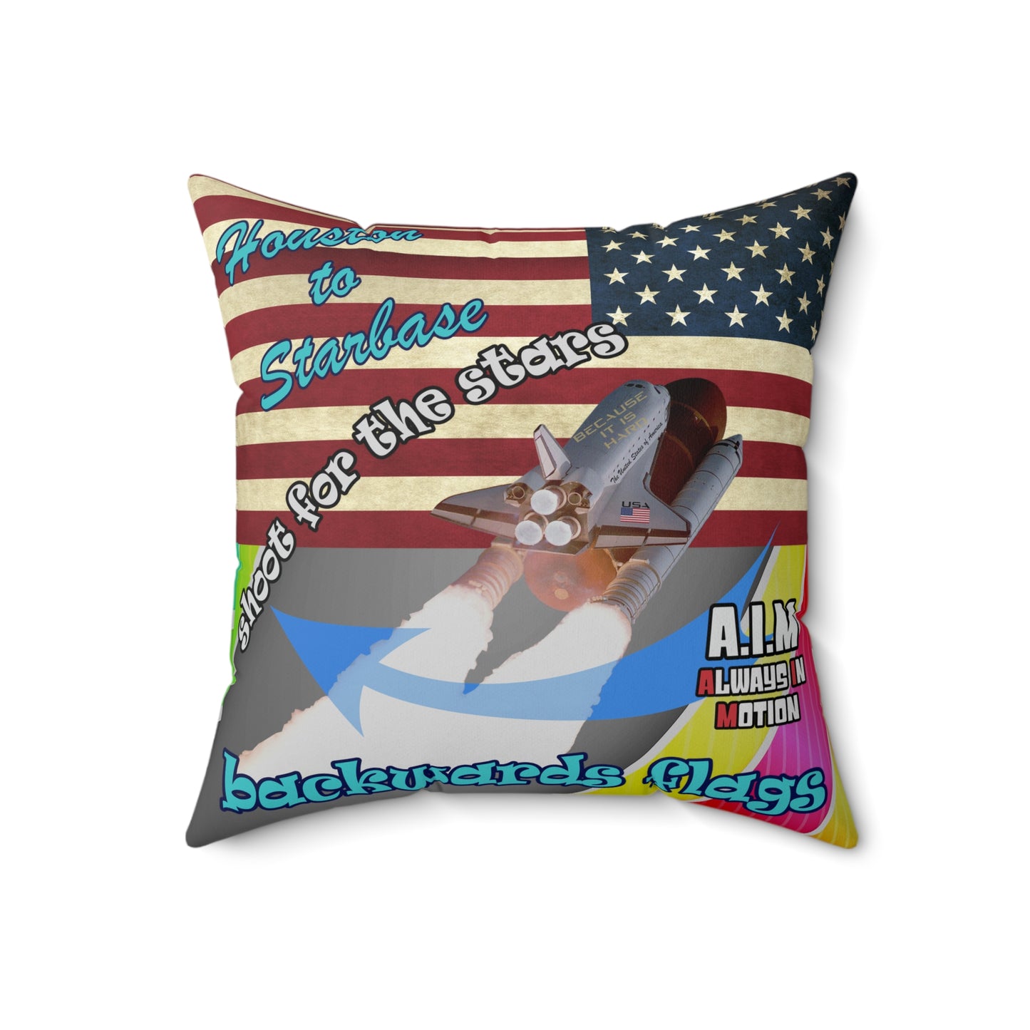 shoot for the stars - Spun Polyester Square Pillow - (rainbow split)