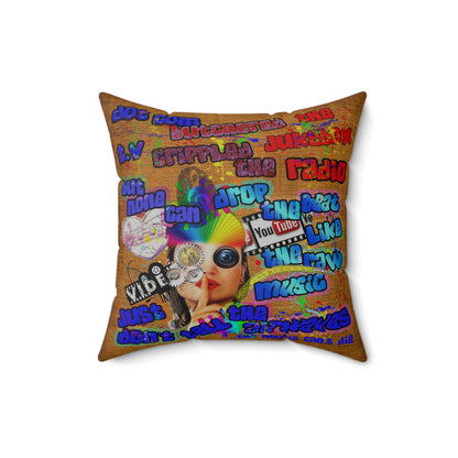drop the beat - Spun Polyester Square Pillow - (dichromatic brown papyrus)