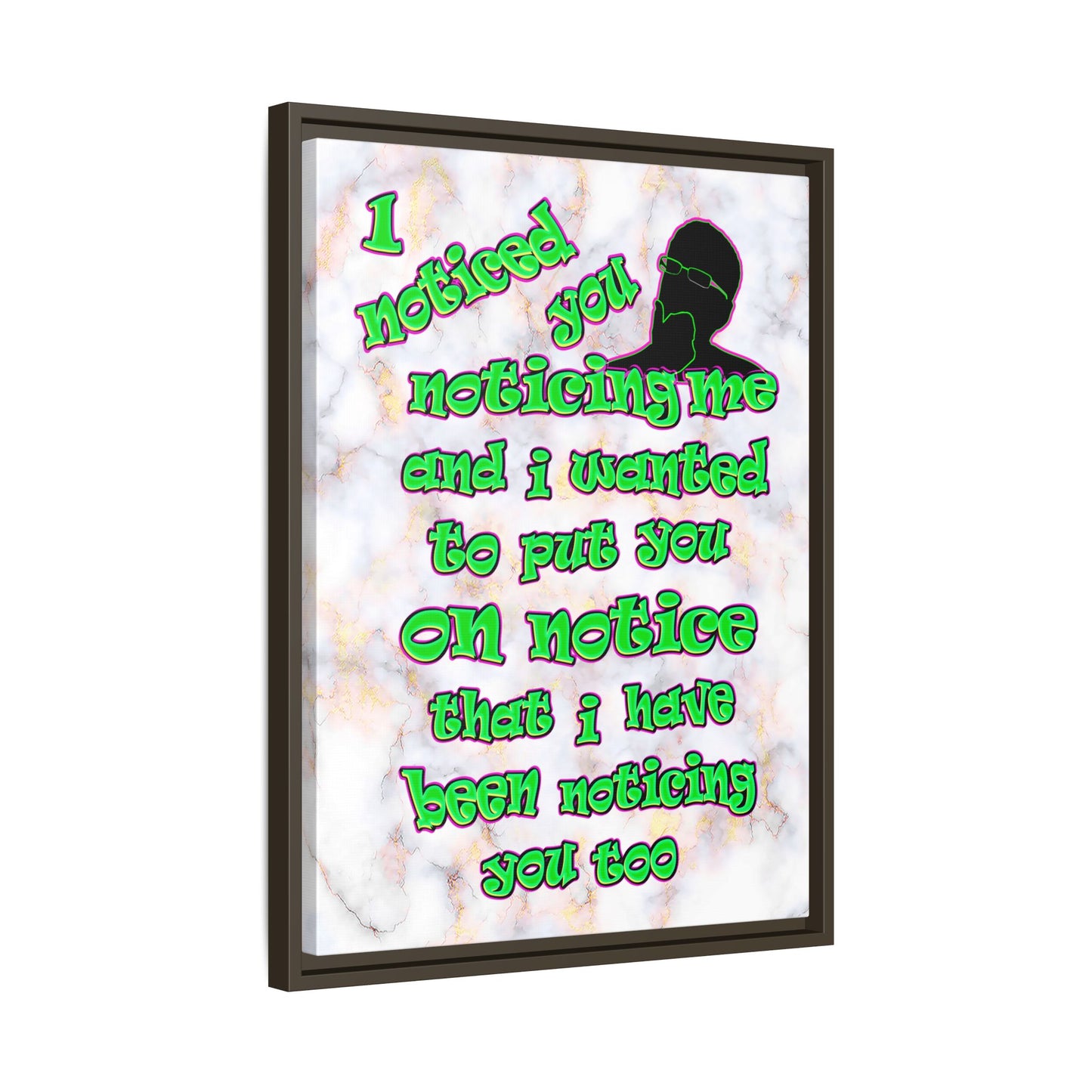 noticed you noticing - framed canvas art (white marble)