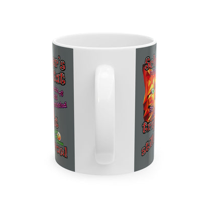 schrodinger's cat - White Mug (dark grey)