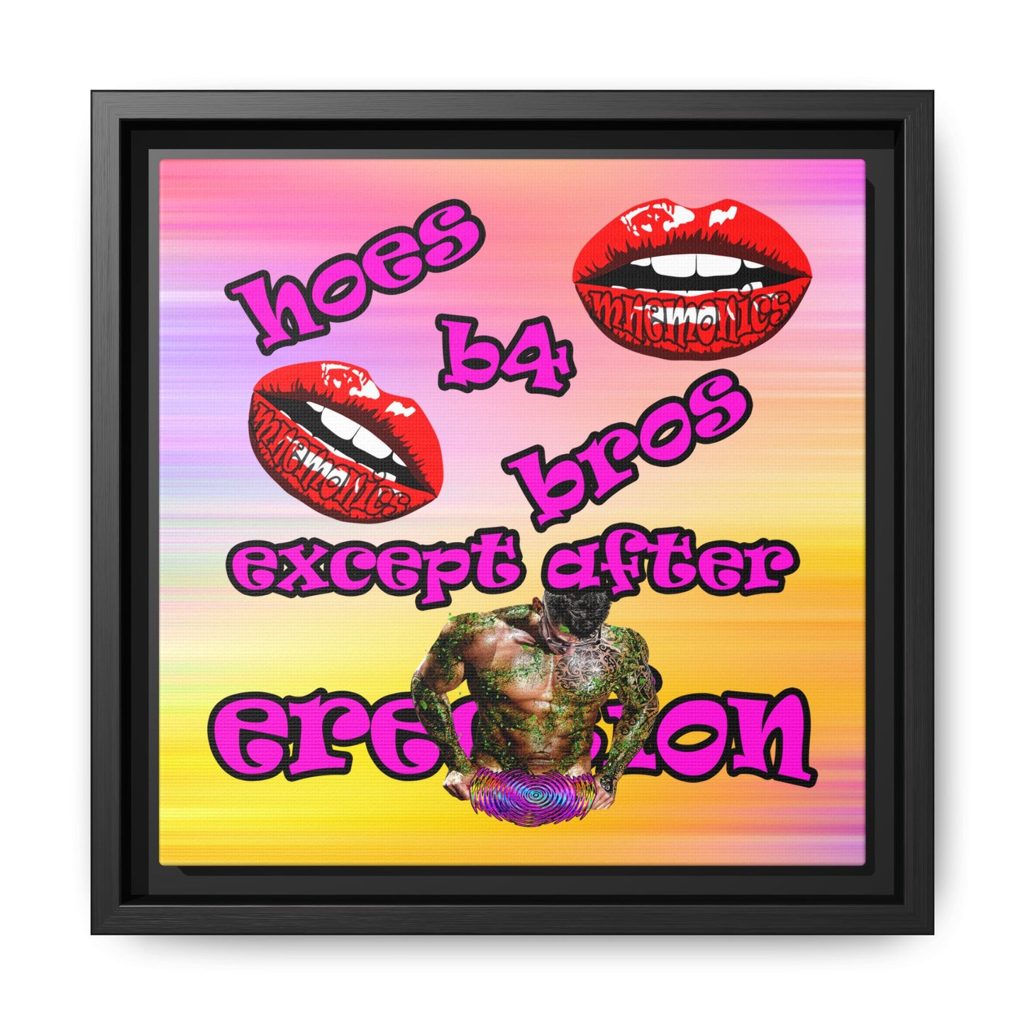hoes b4 bros - framed canvas art (color blur)