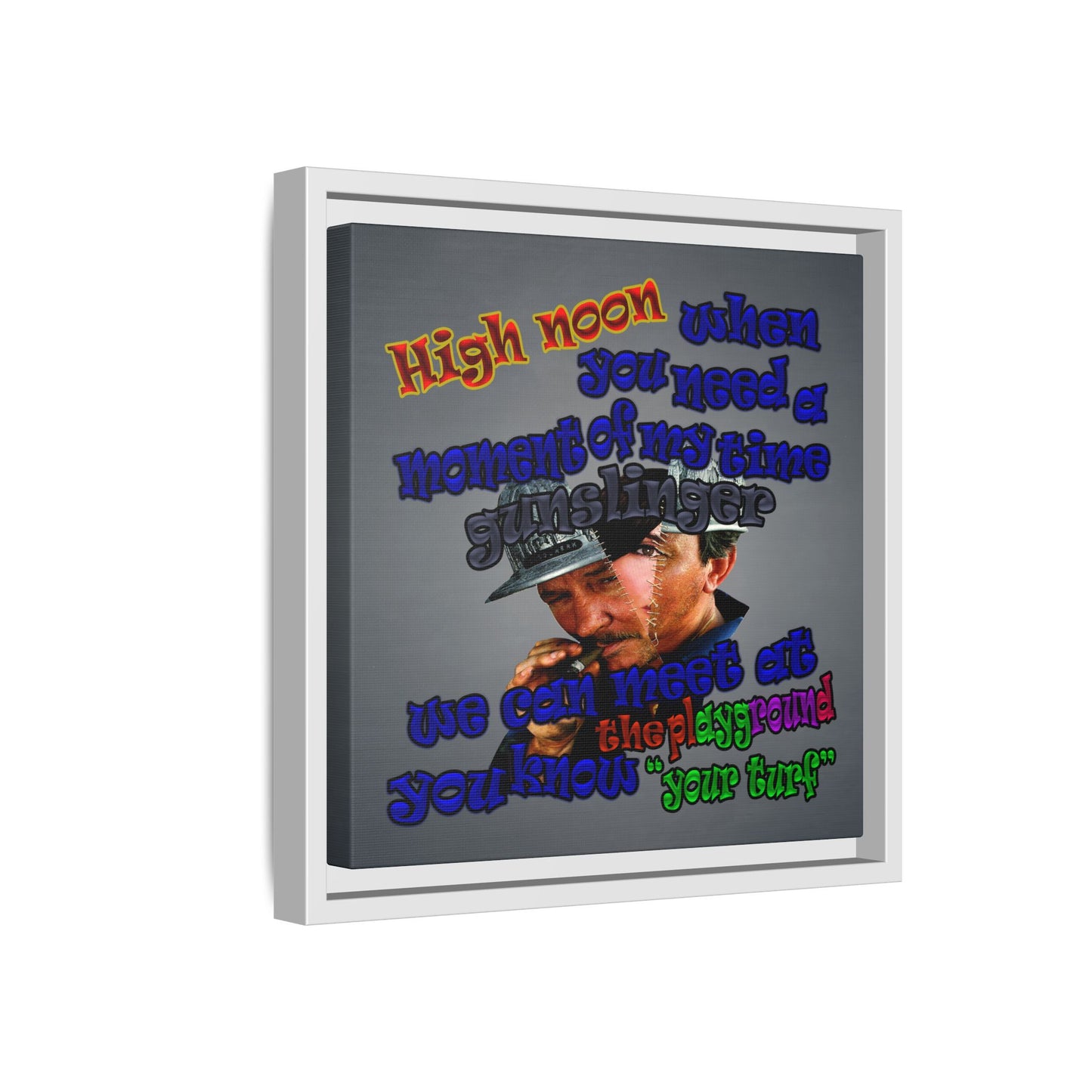 high noon - framed canvas art (grey-light grey)
