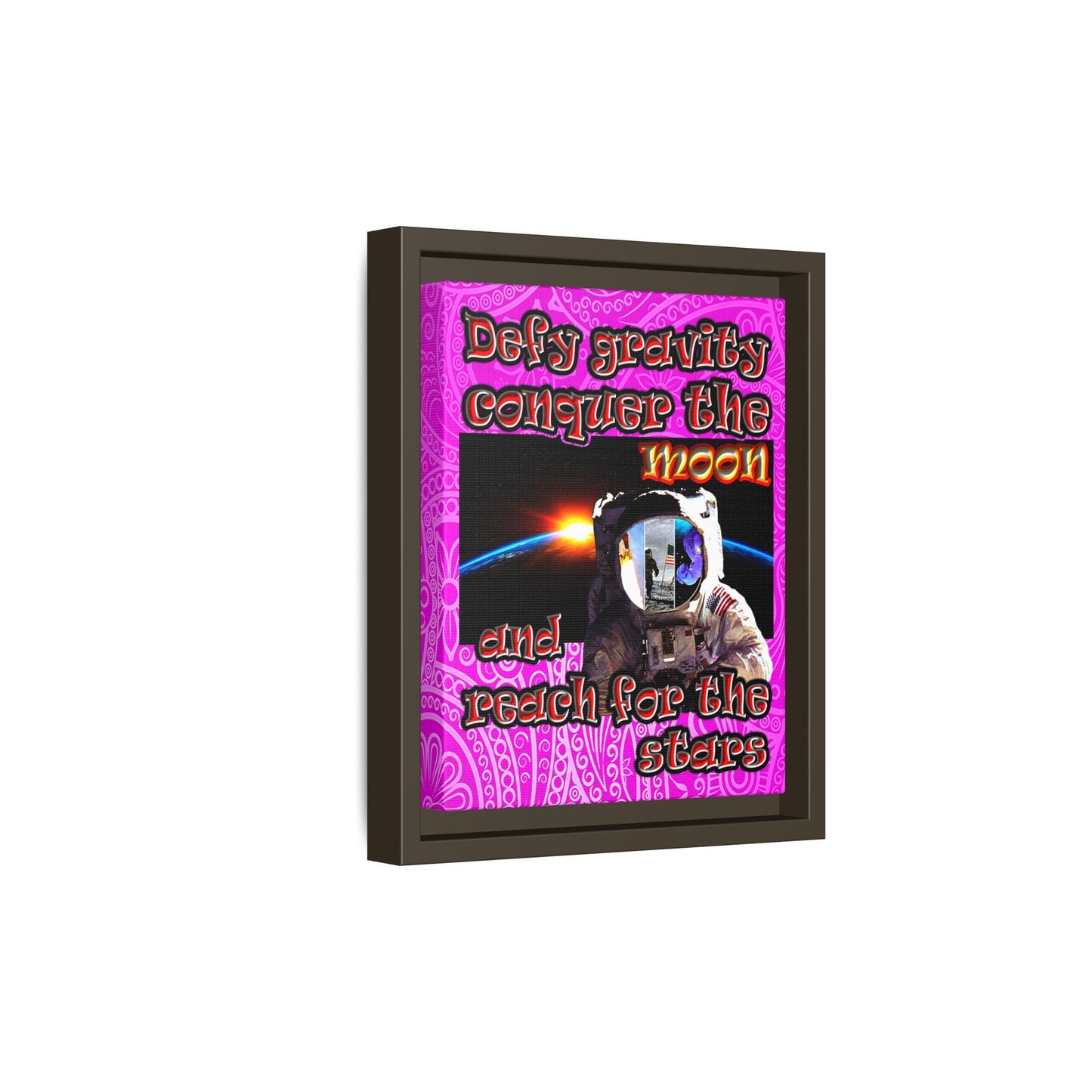 defy conquer reach - framed canvas art (pink swirl)