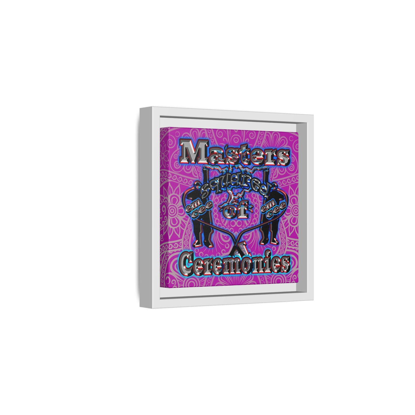em cee squared - framed canvas art (pink swirl)