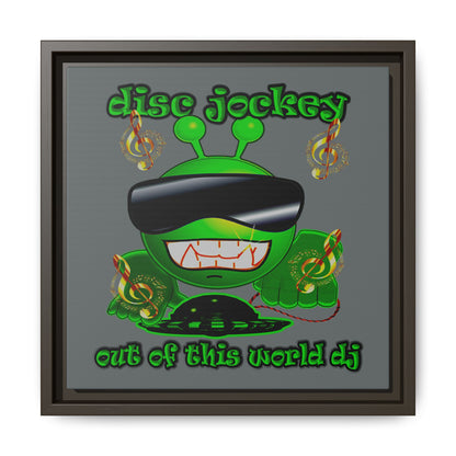 disc jockey - framed canvas art (dark grey)