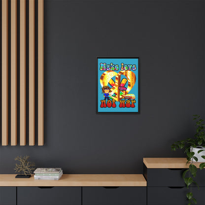love peace - framed canvas art (turquoise)