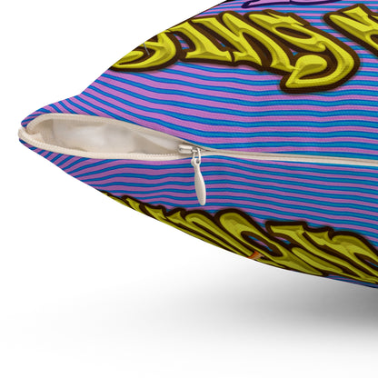the bum's shit - Spun Polyester Square Pillow - (light blue-purple wave)