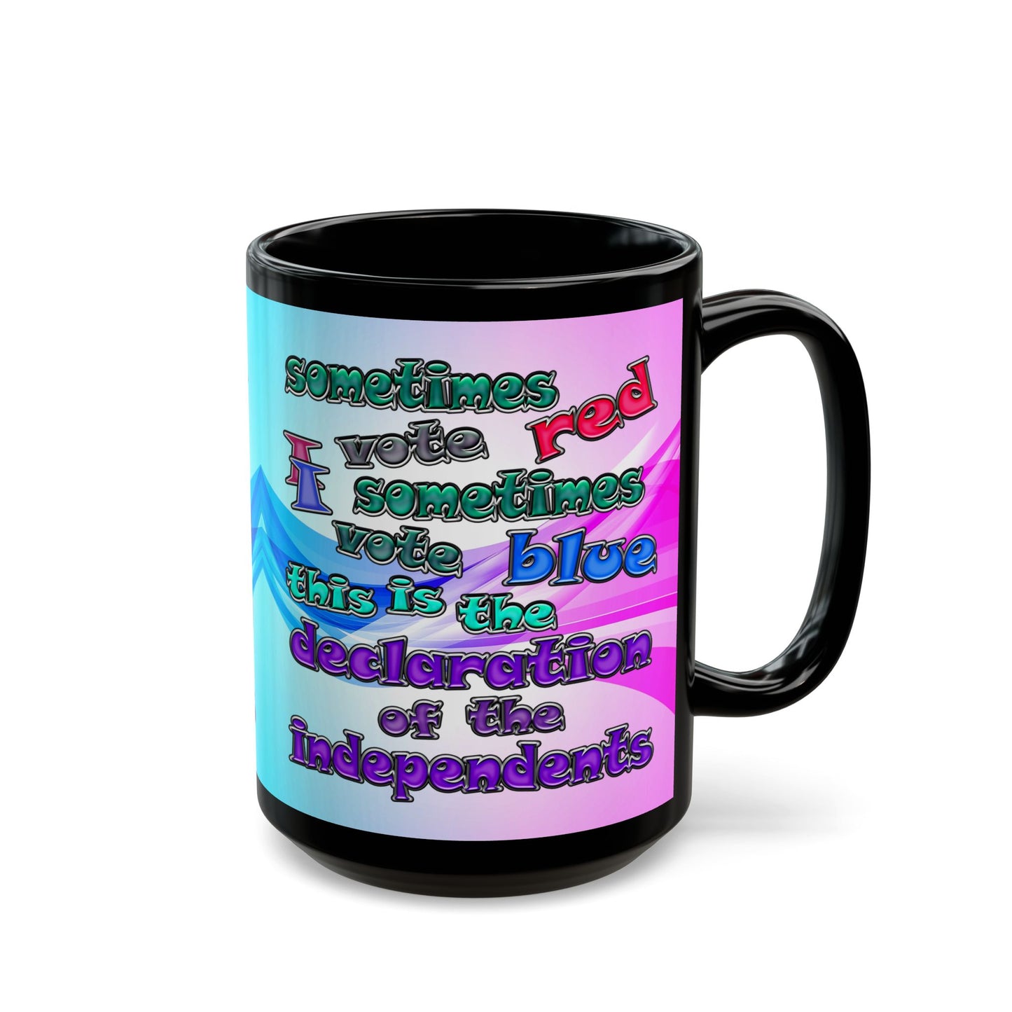 declaration of the independents - Black Mug (light blue-pink wave)
