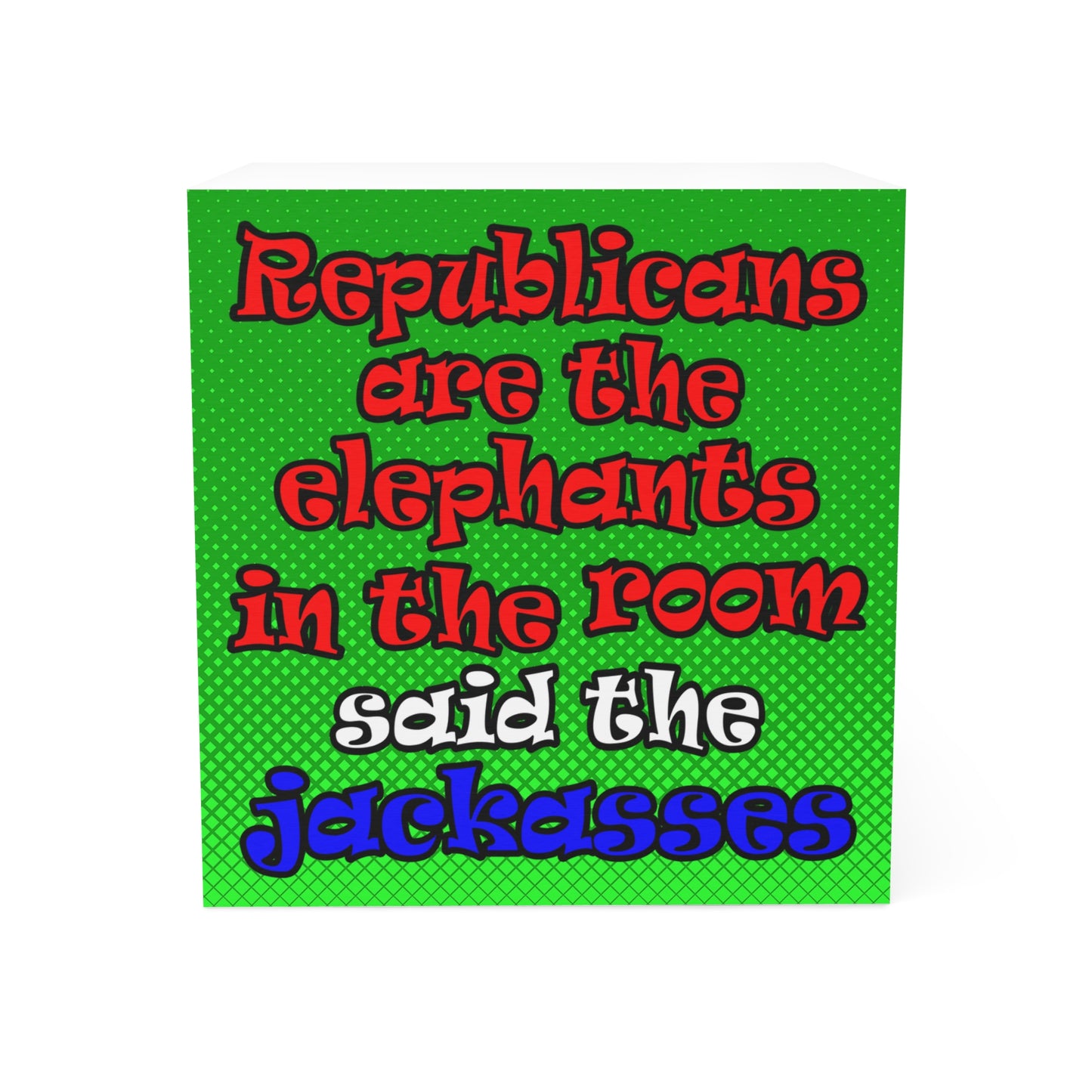 donkeys and elephants - note cube (logo green)