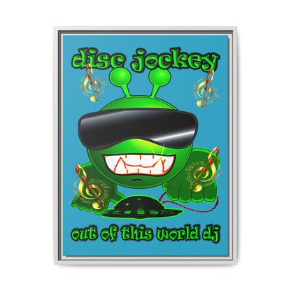 disc jockey - framed canvas art (turquoise)