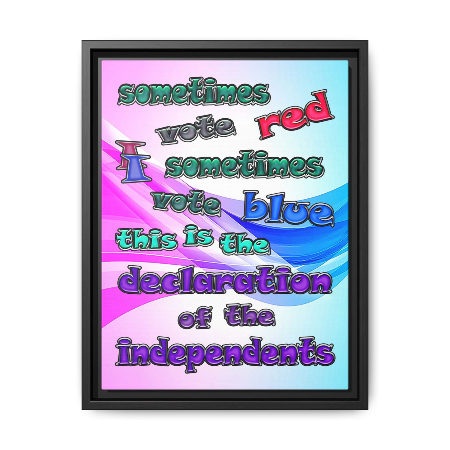 declaration of the independents - framed canvas art (light blue-pink wave)