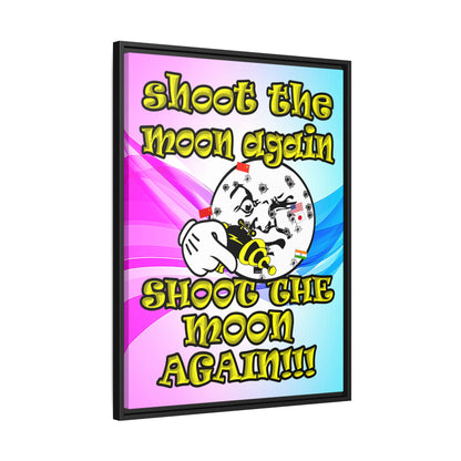 shoot the moon again - framed canvas art (light blue-pink wave)