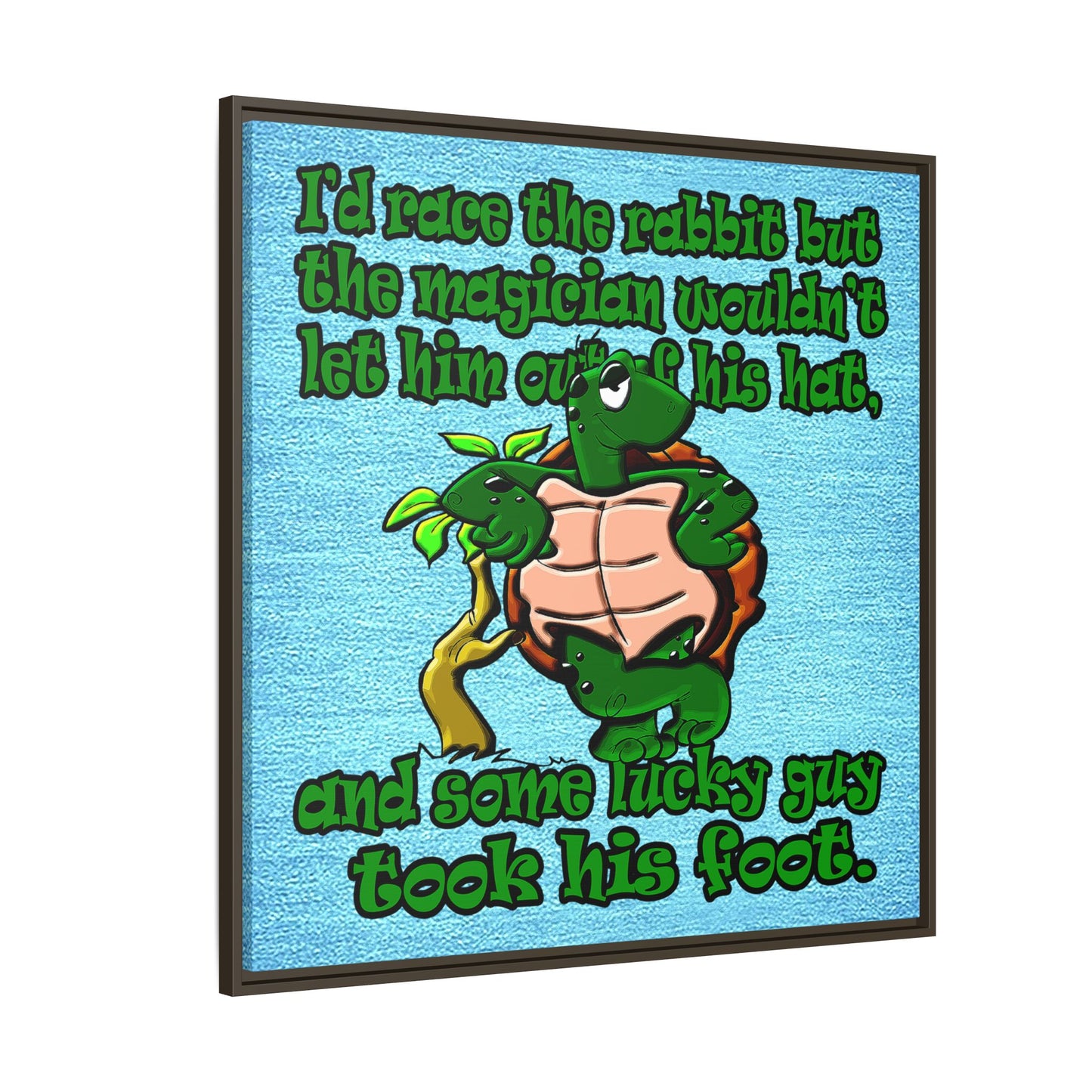 turtle race - framed canvas art (faded blue)