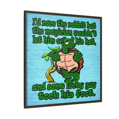 turtle race - framed canvas art (faded blue)