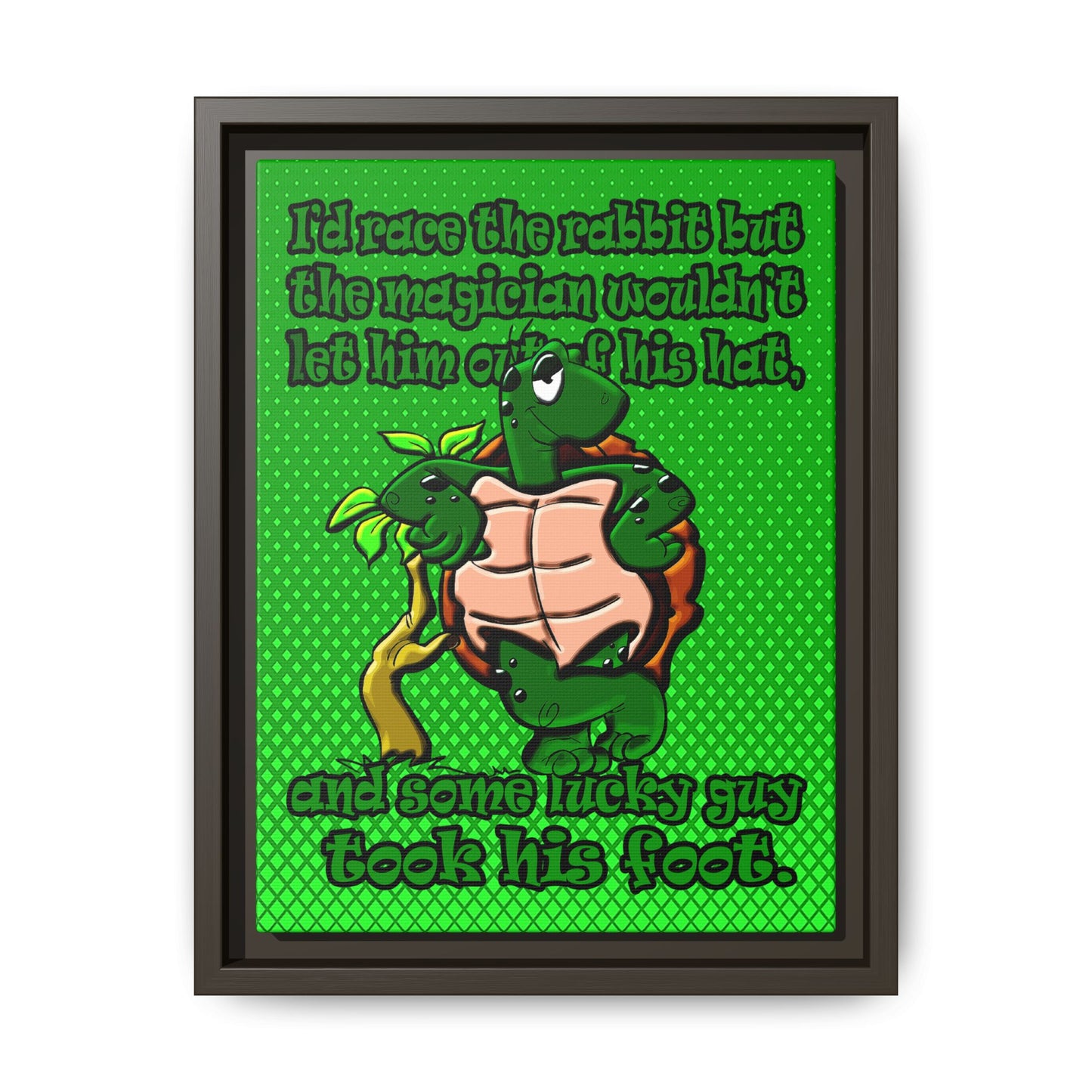 turtle race - framed canvas art (logo green)