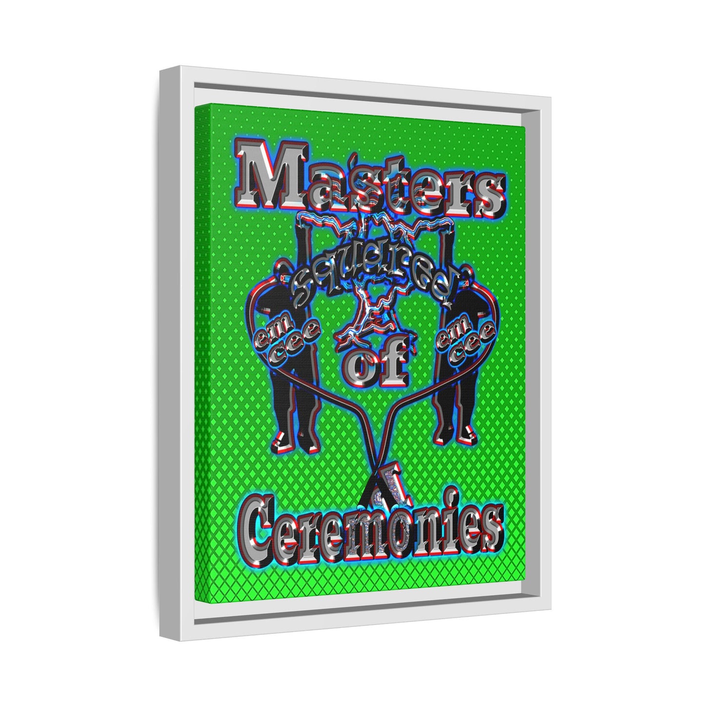 em cee squared - framed canvas art (logo green)