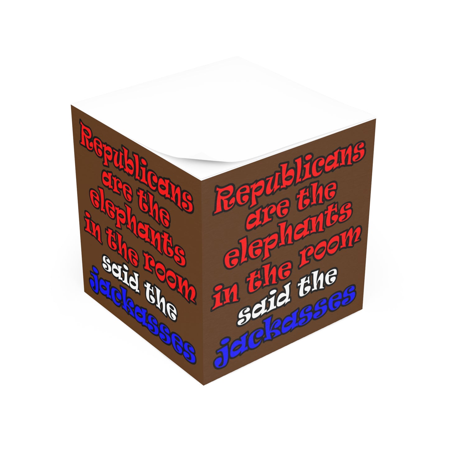donkeys and elephants - note cube (brown)