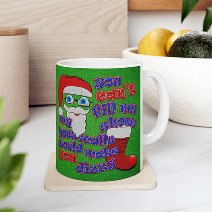 santa's shoes - White Mug (green turf)
