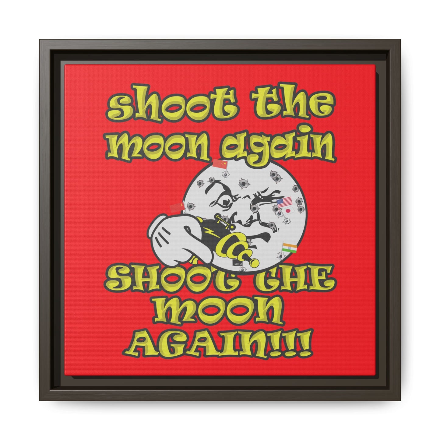 shoot the moon again - framed canvas art (red)