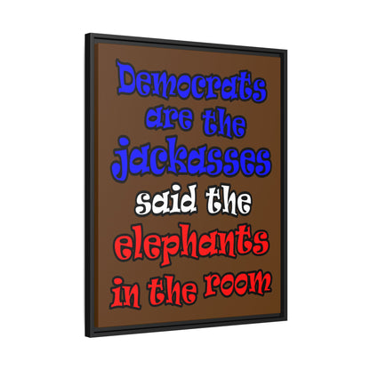 donkeys and elephants - framed canvas art (brown)