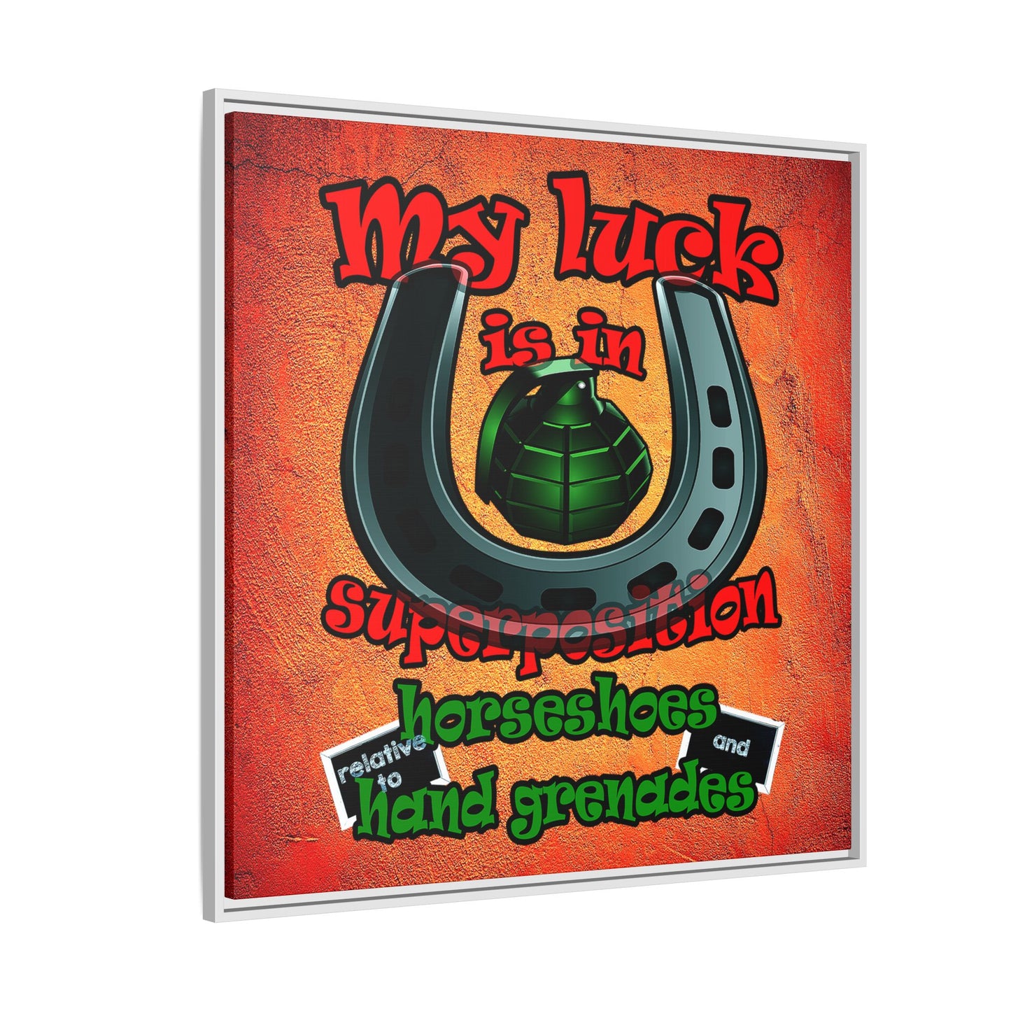 my luck - framed canvas art (burnt orange)