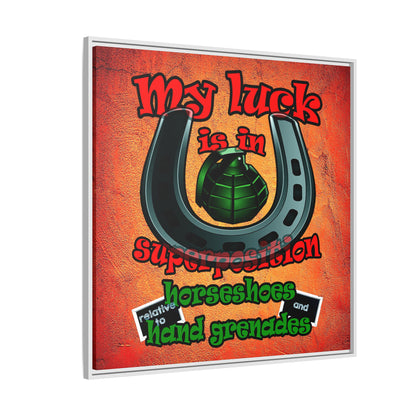 my luck - framed canvas art (burnt orange)