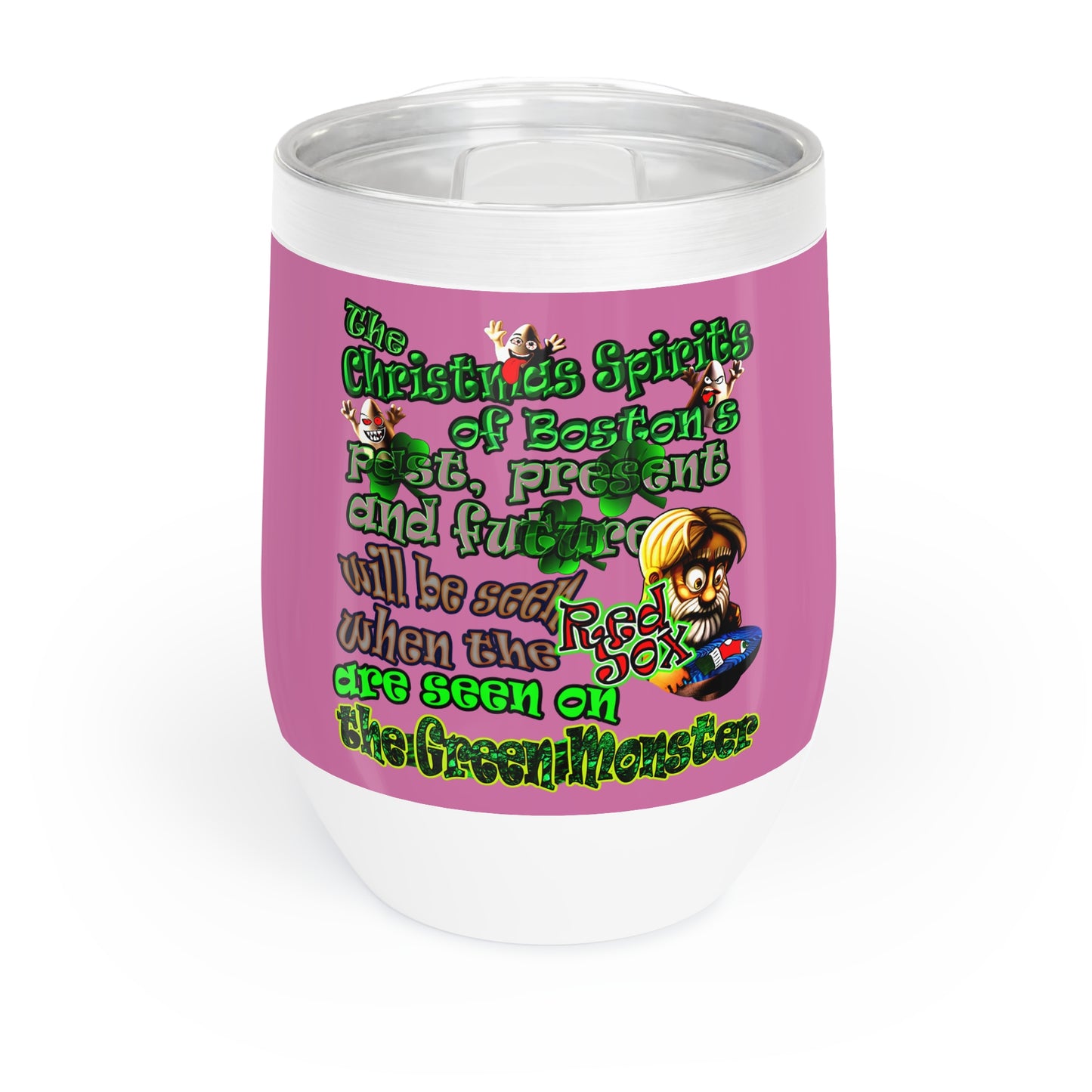 christmas spirits of boston - Chill Wine Tumbler (light pink)