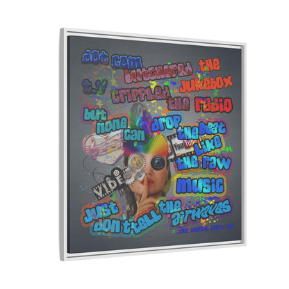 drop the beat - framed canvas art (grey-light grey)