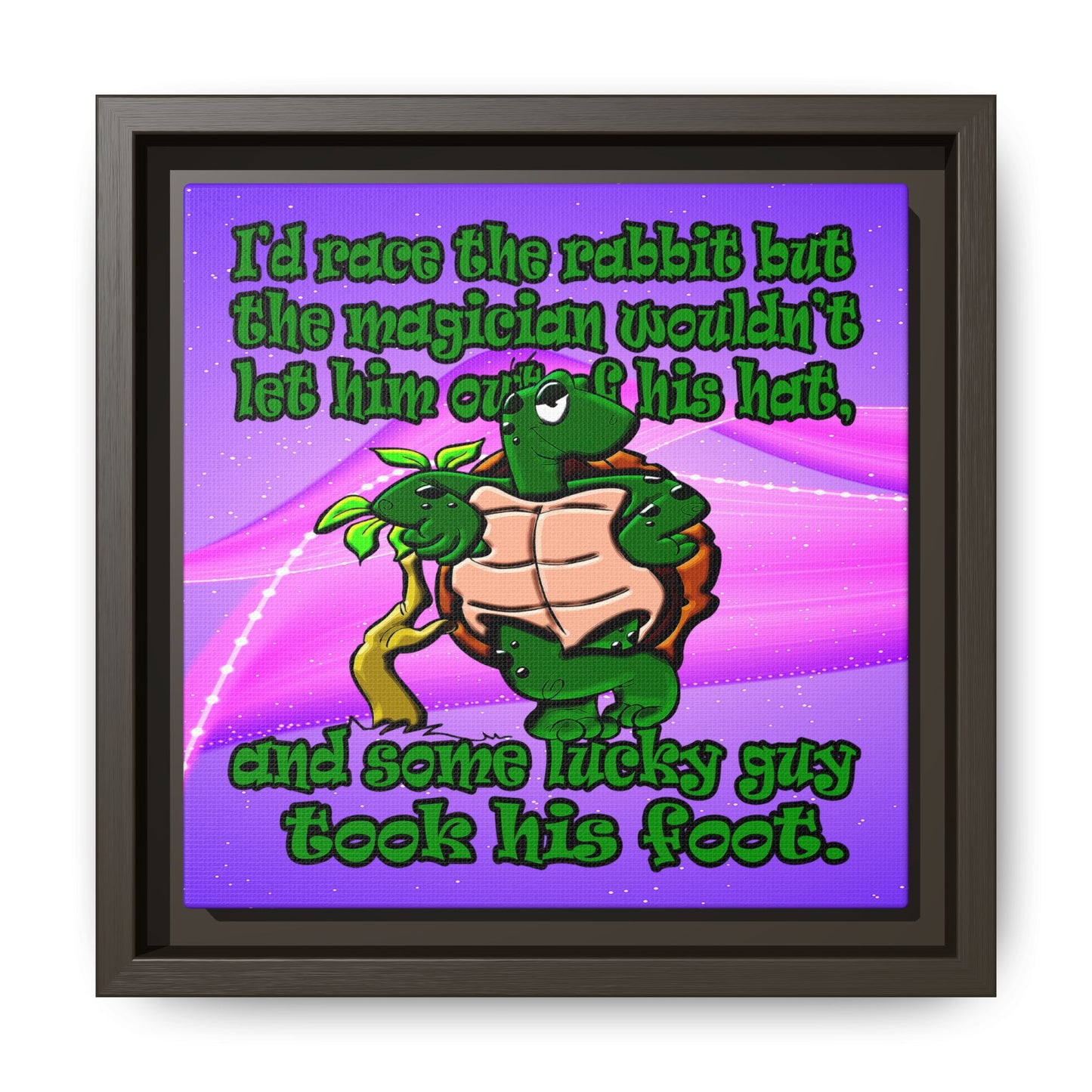 turtle race - framed canvas art (purple-pink wave)