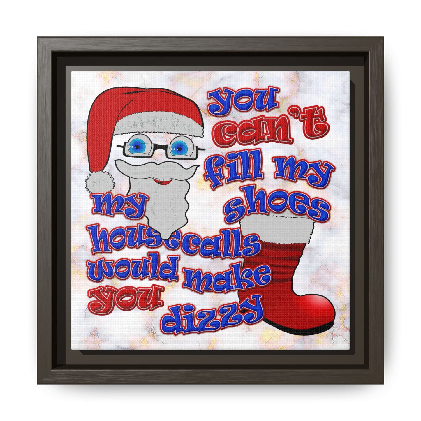 santa's shoes - framed canvas art (white marble)
