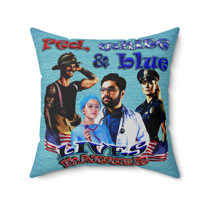 rw&b lives matter - Spun Polyester Square Pillow - (faded blue)