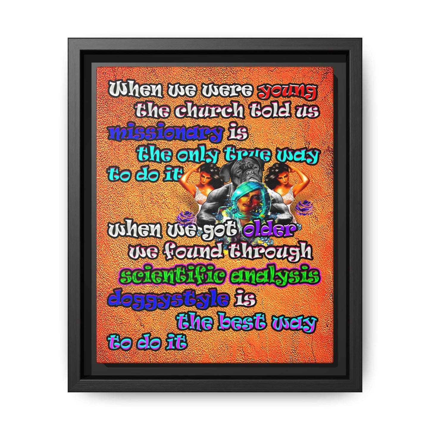 doggystyle - framed canvas art (burnt orange)