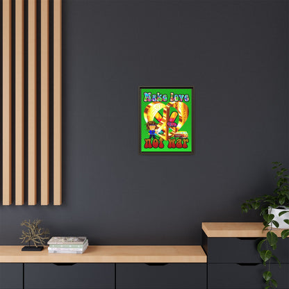 love peace - framed canvas art (logo green)